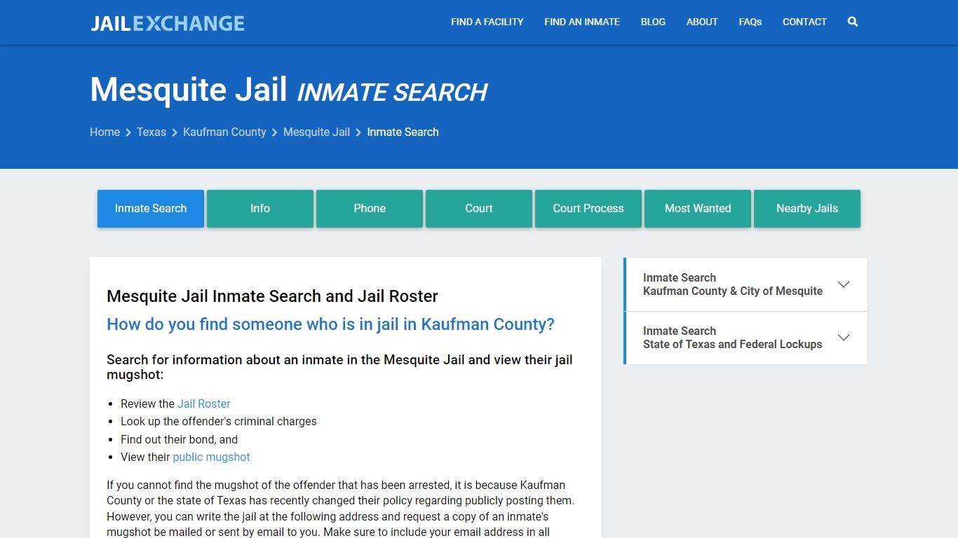 Inmate Search: Roster & Mugshots - Mesquite Jail, TX